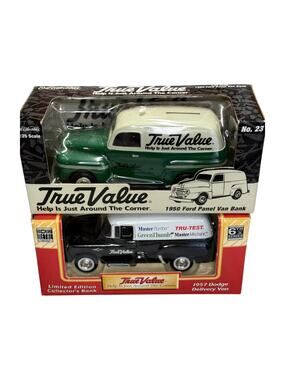 True Value Ertl 1950 Ford Panel Van Dodge 1957 Delivery Van Die-Cast Bank Lot